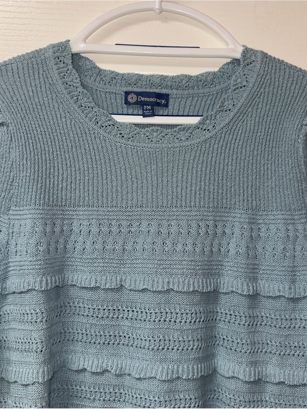 Democracy Light Blue Knit Ruffle Sweater - Picture 8 of 8